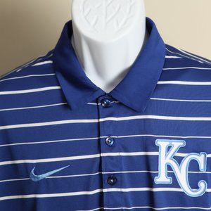 Nike Men's blue and white striped Kansas City Royals golf polo shirt Large L